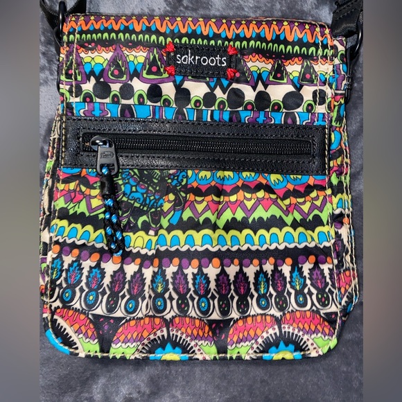 Sakroots Artist Circle Multicolor Utility Small Crossbody Purse Neon One World - Picture 2 of 12